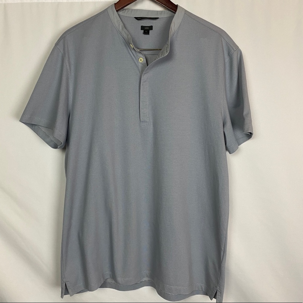 John Varvatos LUXE short sleeve 3 button henley Blue Gray shirt XL